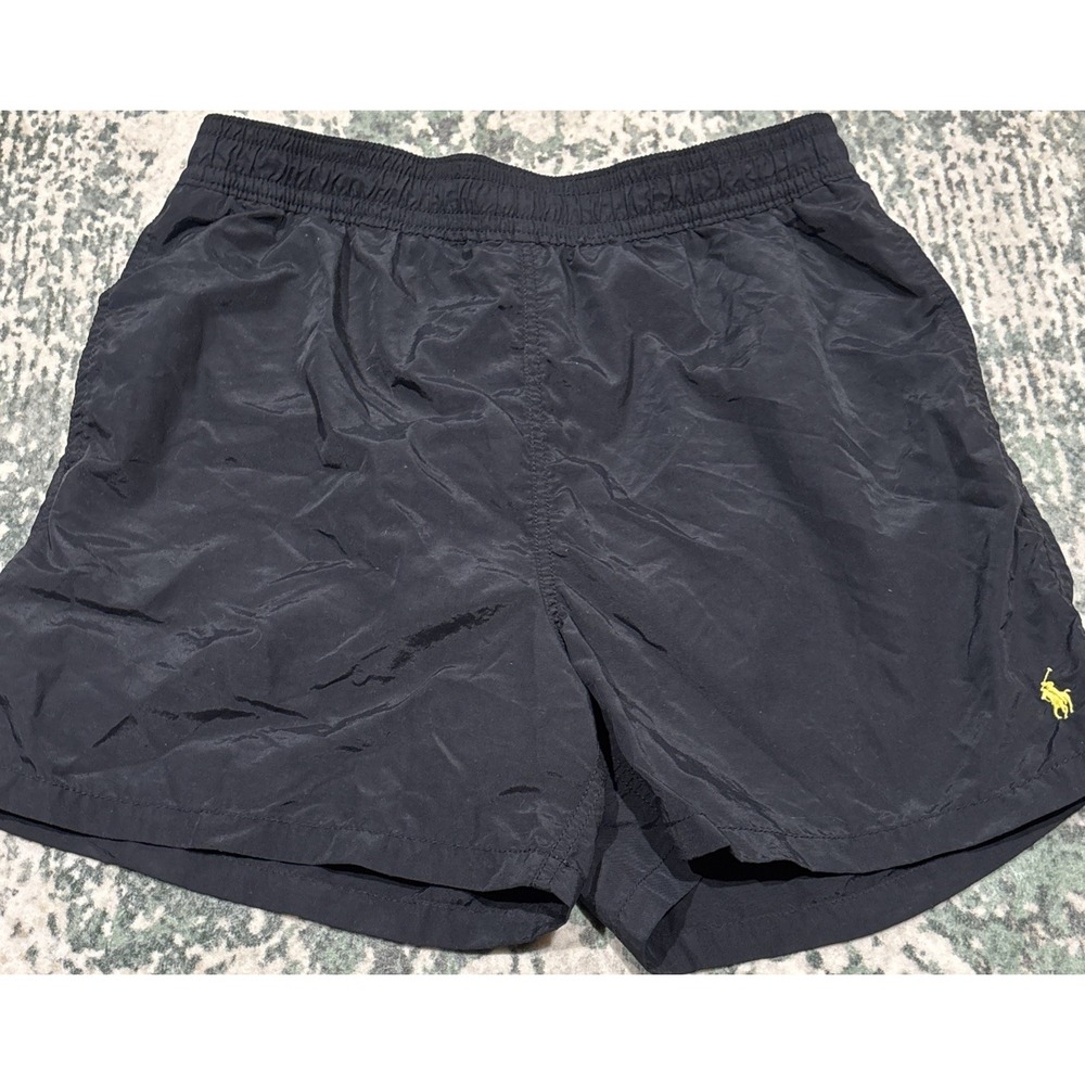 Vintage Polo Ralph Lauren Swim Trunks Men L Large Black Yellow Pony Taiwan